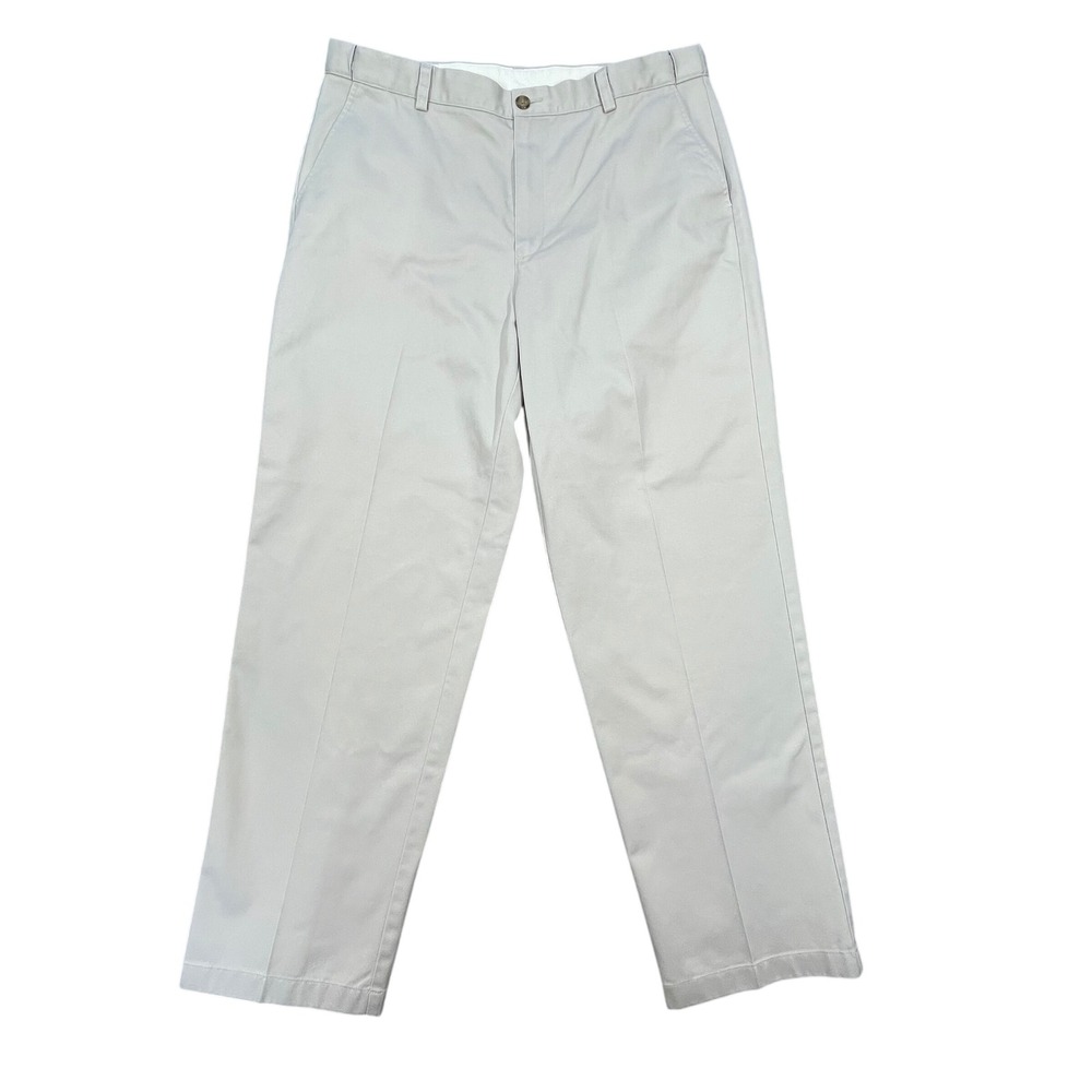 L.L. Bean Stone Khaki Comfort Waist Cotton Chino Pants Mens 37x32